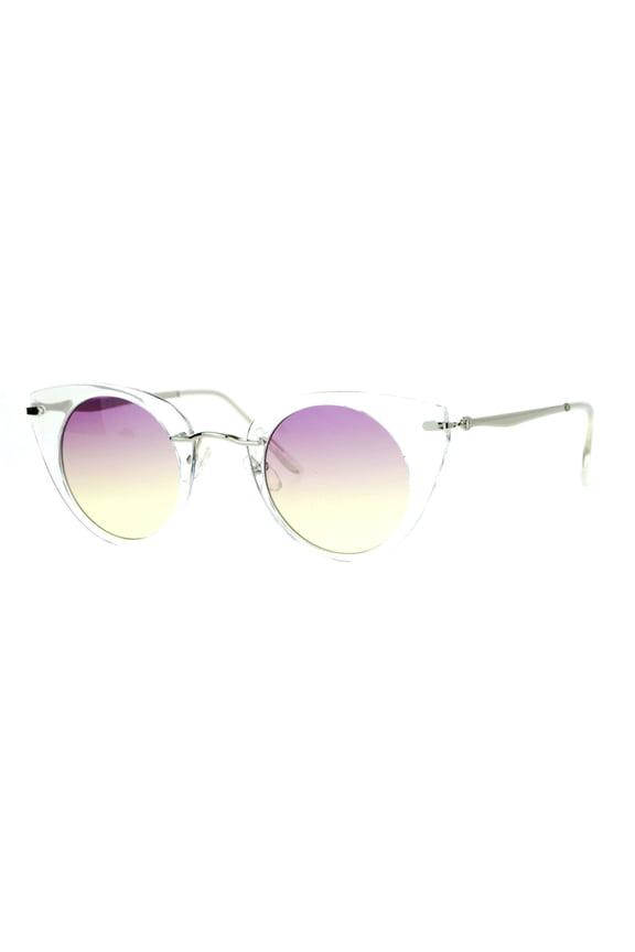 Oceanic Summer Lens Clear Frame Cat Eye Womens Sunglasses Purple Yellow