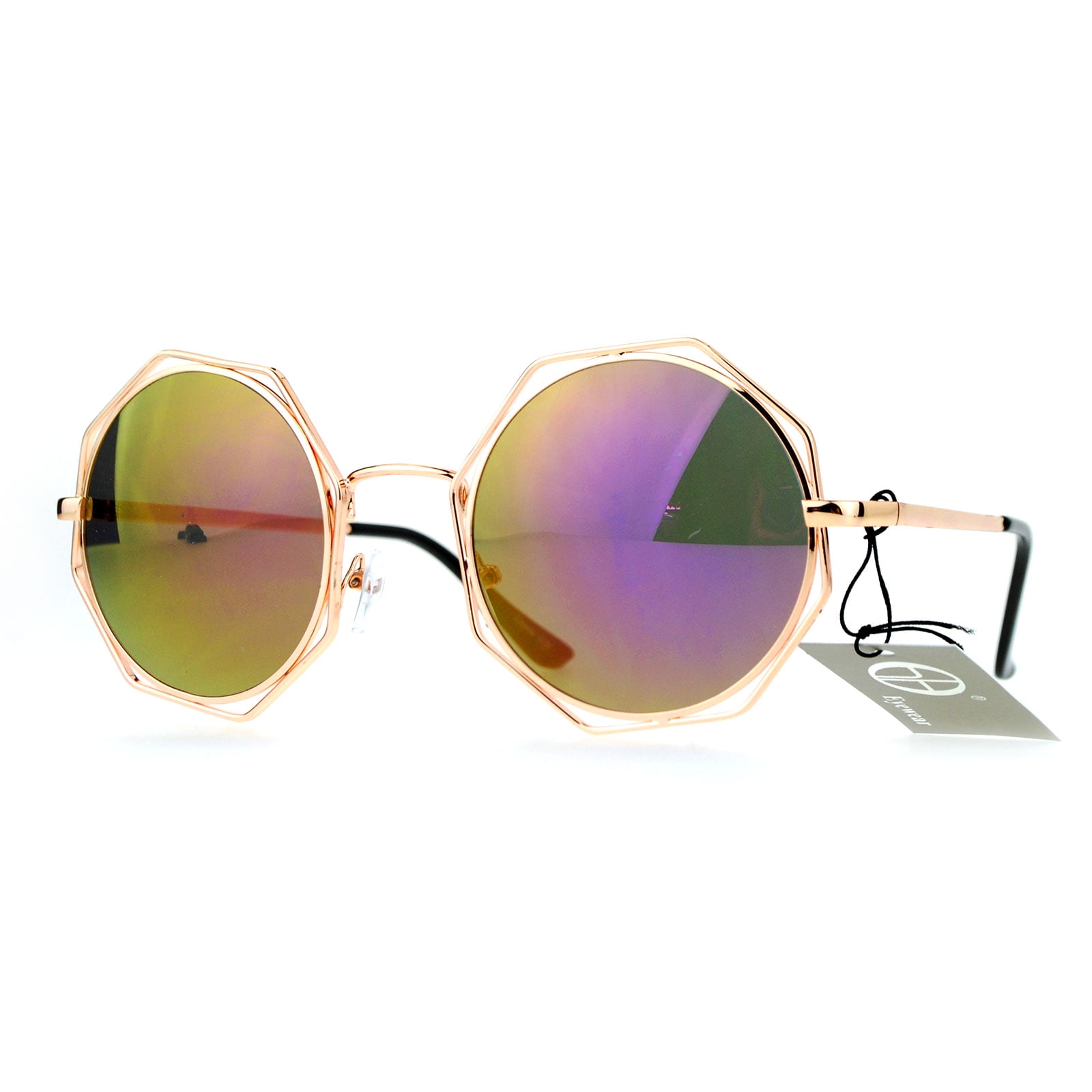 No Brand Gold Octagon lens Sunglasses Amazon.com: TYUVIVO Rimless Gold Leopard Octagon Sunglasses  main image 2