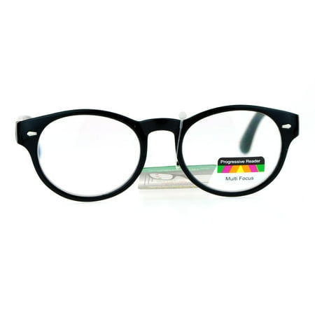 SA106 Oval Horn Rim Multi 3 Focus Progressive Reading Glasses Black +2.0