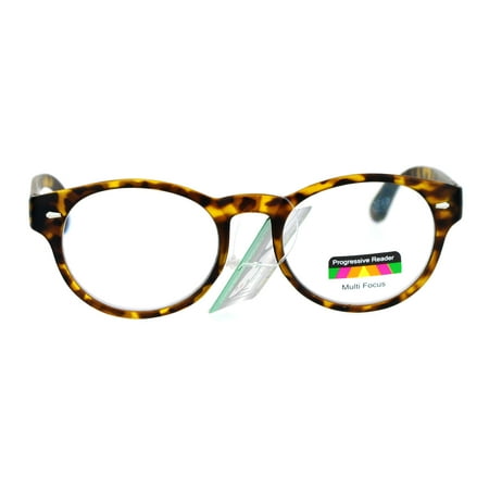 SA106 Oval Horn Rim Multi 3 Focus Progressive Reading Glasses Matte Tortoise +1.0