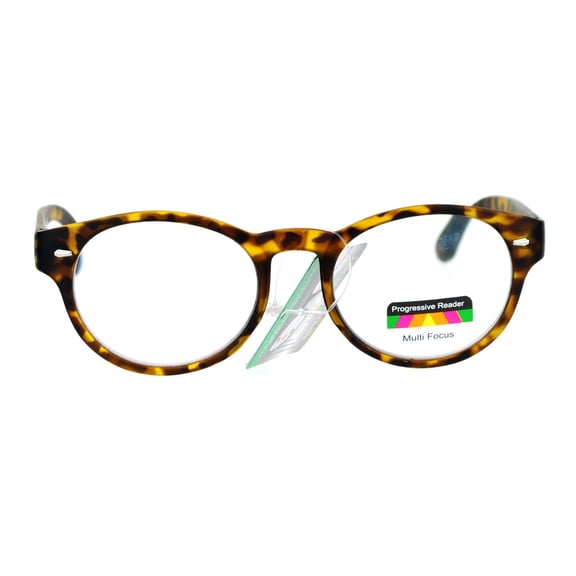 SA106 Oval Horn Rim Multi 3 Focus Progressive Reading Glasses Matte Tortoise +1.75