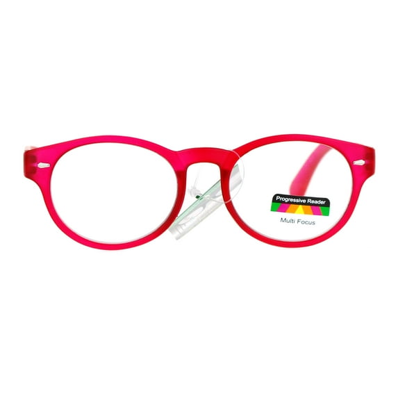 SA106 Oval Horn Rim Multi 3 Focus Progressive Reading Glasses Red +2.0