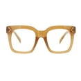 thumbnail image 1 of SA106 Oversize Thick Plastic Nerd Rectangular Horn Rim Horned Clear Lens Glasses Beige, 1 of 4