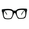 thumbnail image 1 of SA106 Oversize Thick Plastic Nerd Rectangular Horn Rim Horned Clear Lens Glasses Shinny Black, 1 of 4