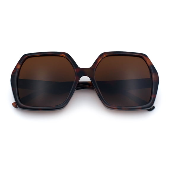 SA106 Oversized Octagonal Geometric Mod Square Chic Sunglasses / Tortoise - Brown