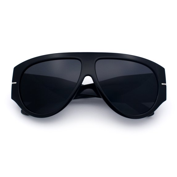 SA106 Oversized Retro Racer Thick Frame Aviator Sunglasses / All Black