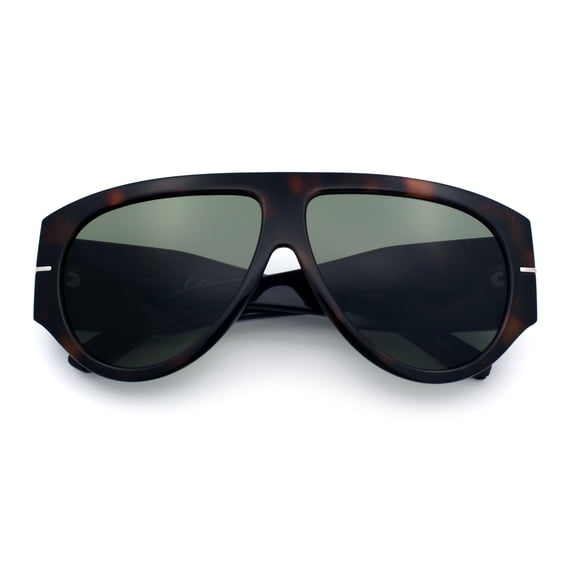 SA106 Oversized Retro Racer Thick Frame Aviator Sunglasses / Tortoise - Green