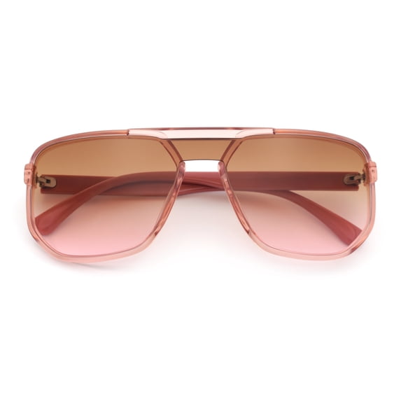 SA106 Oversized Square Sunglasses for Women UV400 Protection Lightweight Fashion Pink Frame - Brown Pink Lens