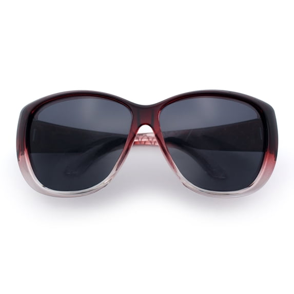 SA106 Polarized 55mm Fit Over OTG Butterfly Oversized Diva Sunglasses Burgundy Clear Frame - Black Lens