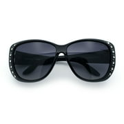 SA106 Polarized 55mm Fit Over OTG Butterfly Rhinestone Diva Sunglasses Shiny Black