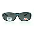 thumbnail image 1 of SA106 Polarized Antiglare 63mm Fit Over Rhinestone Womens Sunglasses Grey, 1 of 3