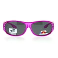 thumbnail image 1 of SA106 Polarized Antiglare 63mm Fit Over Rhinestone Womens Sunglasses Pink, 1 of 3