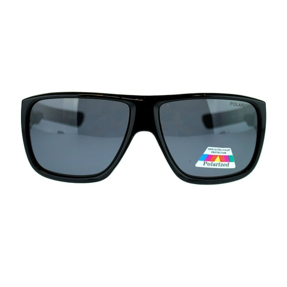 SA106 Polarized Antiglare Mens Oversize Rectangular Warp Sunglasses Black