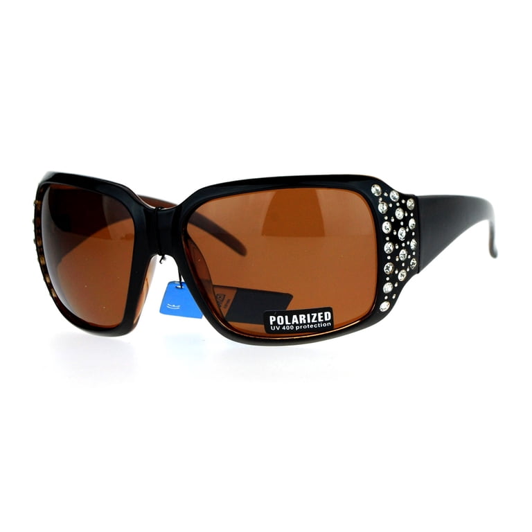 SA106 Polarized Lens Oversize Dark Sunglasses, Rhinestone  display picture 3