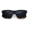 thumbnail image 1 of SA106 Polarized Mod Geometric Sunglasses Flat Top Square Wide Frame UV400 / Black Tortoise Frame - Black Lens, 1 of 8