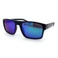 thumbnail image 1 of SA106 Polarized Rectangular Sport Sunglasses for Men UV400 Mirrored Lightweight Shiny Black Frame - Teal Mirror Lens, 1 of 6