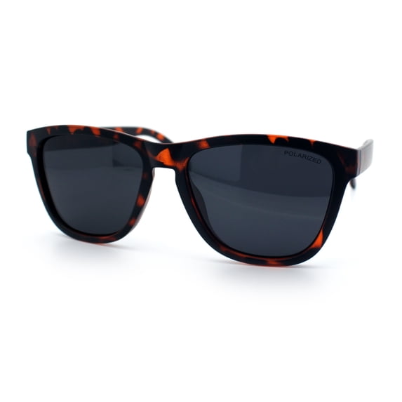 SA106 Polarized Sport Keyhole Bridge Sunglasses for Men UV400 Lightweight Plastic Matte Tortoise Frame - Black Lens