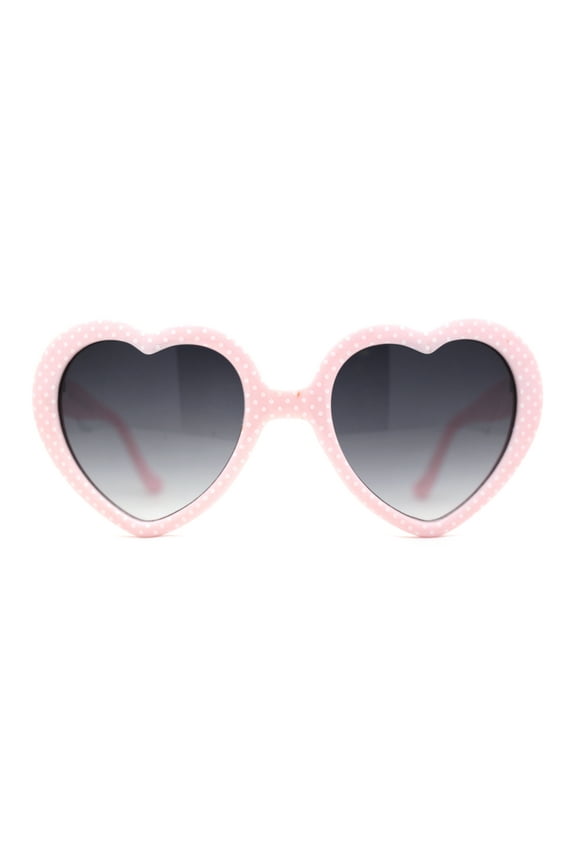 Polka Dot Print Plastic Heart Shape Cute Womens Sunglasses Pink