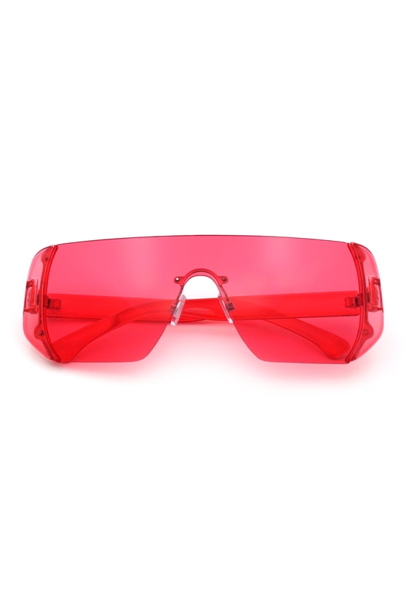 Red Futuristic Oversized Shield Sunglasses for Women One Piece Visor UV400