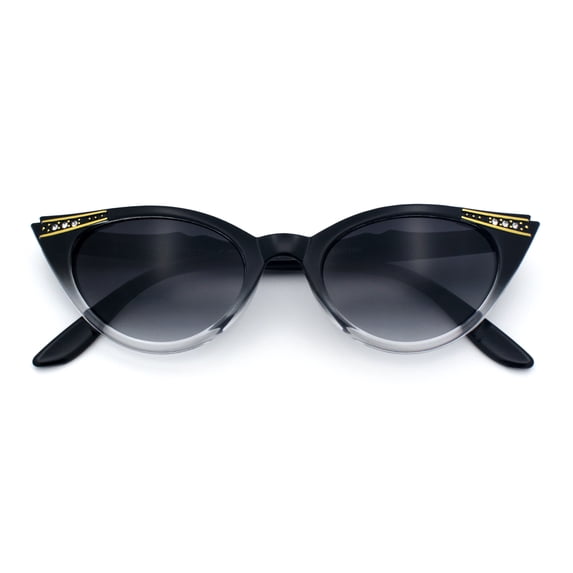 SA106 Retro Glam Rhinestone Cat Eye Sunglasses UV400 Gradient / Black