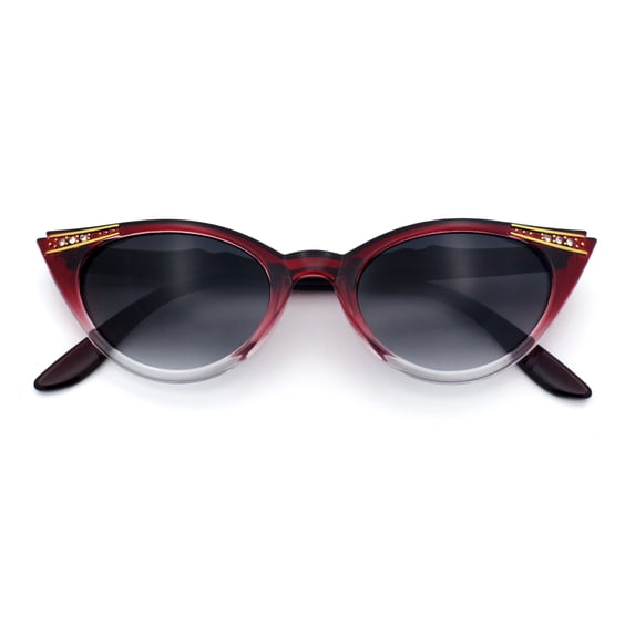 SA106 Retro Glam Rhinestone Cat Eye Sunglasses UV400 Gradient / Red