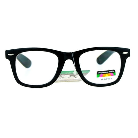 SA106 Retro Horn Rim Multi 3 Focus Progressive Reading Glasses Black 1.5
