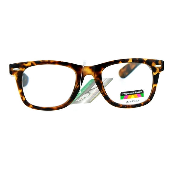 SA106 Retro Horn Rim Multi 3 Focus Progressive Reading Glasses Tortoise 1.75