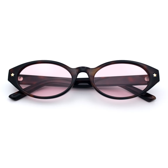 SA106 Retro Oval Sunglasses for Women with Star Accent