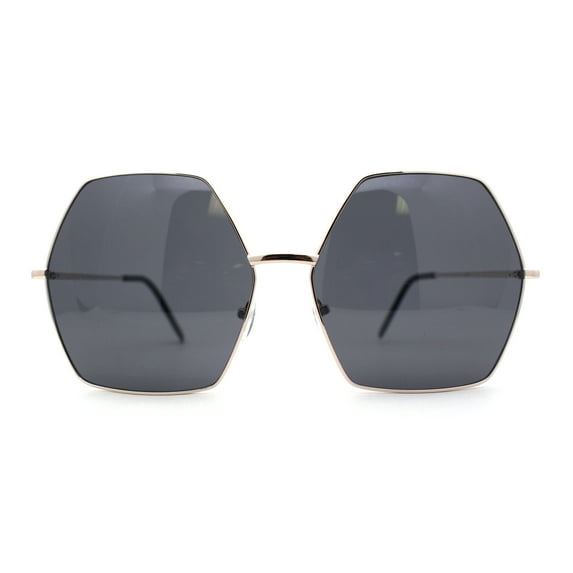 SA106 Retro Oversized Octagon Groove Hippie Sunglasses Gold Black