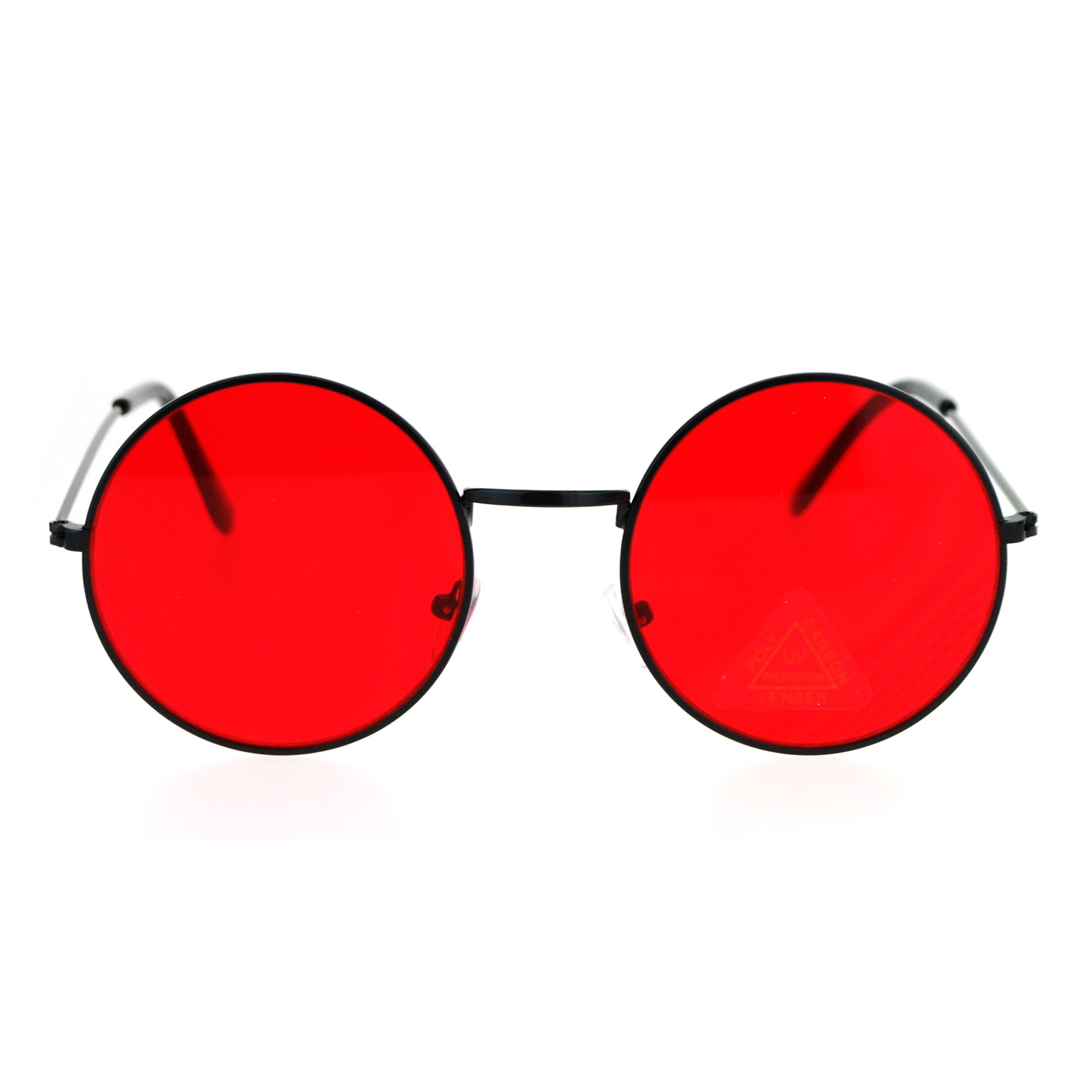 SA106 Retro Vintage Flat Color Circle Round Lens Sunglasses Black Red