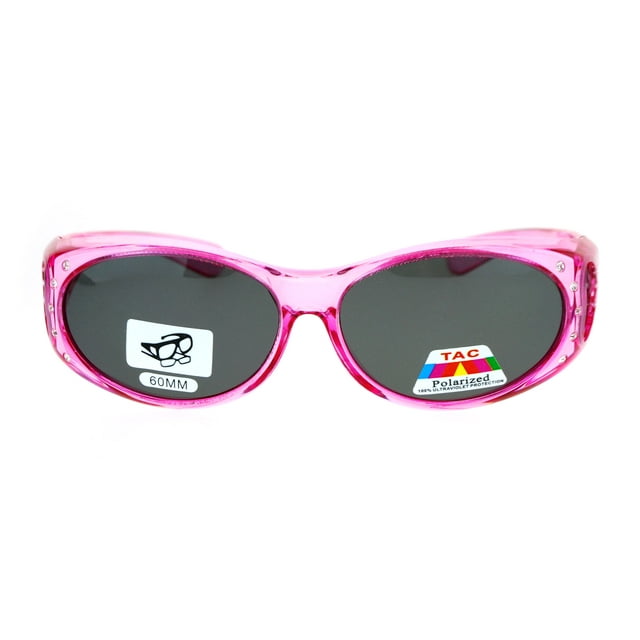 Sa106 Rhinestone Polarized Womens 60mm Over The Glasses Fit Over Sunglasses Pink