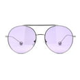 thumbnail image 1 of SA106 Round Double Bridge Metal Frame Airman Style Sunglasses Silver Purple, 1 of 4