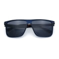 thumbnail image 1 of SA106 Slim Rectangle Sunglasses for Men UV400 Polycarbonate Lightweight Narrow Modern Minimalist Style Blue Tortoise Frame - Black Lens, 1 of 7