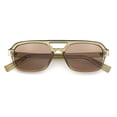 thumbnail image 1 of SA106 Snug Double Bridge Flat Top Retro Square Aviator Sunglasses / Green - Beige, 1 of 7