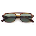 thumbnail image 1 of SA106 Snug Double Bridge Flat Top Retro Square Aviator Sunglasses / Tortoise - Green, 1 of 7