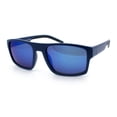 thumbnail image 1 of SA106 Sport Wrap Sunglasses for Men UV400 Mirror Lens Lightweight Performance Matte Navy Frame - Blue Mirror Lens, 1 of 6