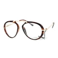 thumbnail image 1 of SA106 Unique Flat Top Bridge Plastic Aviator Racer Womens Clear Lens Glasses Tortoise, 1 of 4