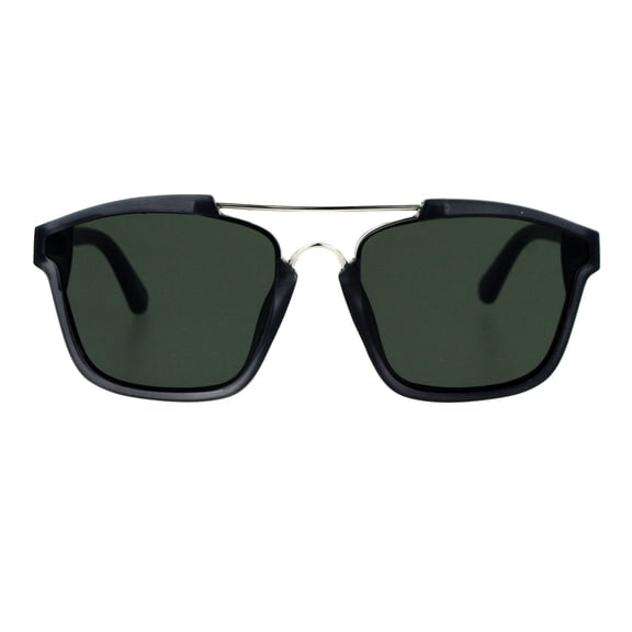 SA106 Unique Metal Double Bridge Plastic Aviator Sunglasses Slate