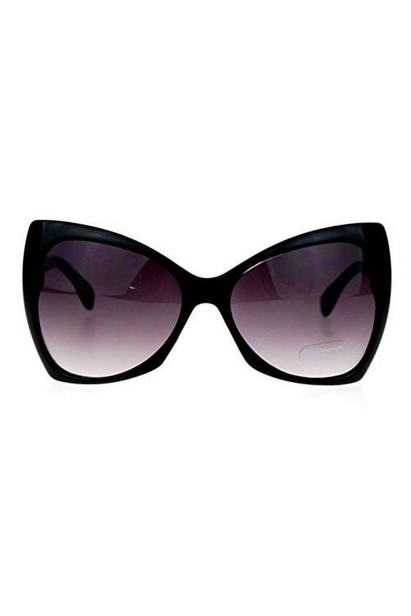 Unique Oversized Cat Eye Hybrid Butterfly Sunglasses All Black