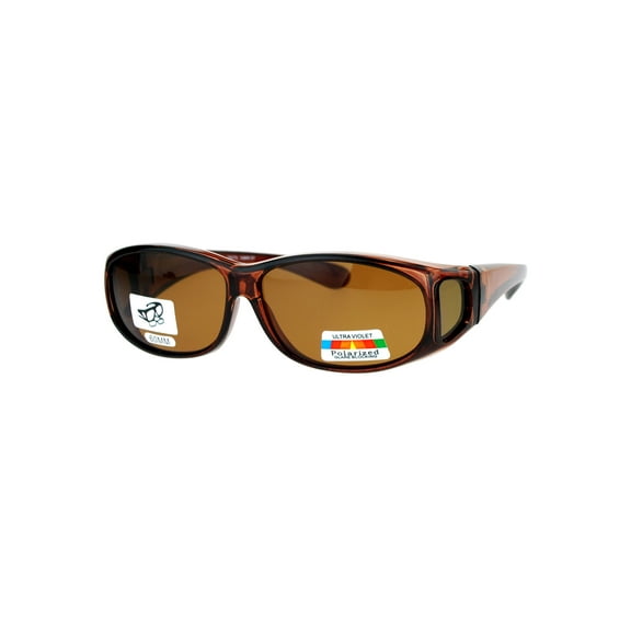 SA106 Unisex 60mm Fit Over Rectangular Anti-glare Polarized Lens Sunglasses All Brown