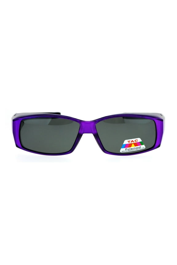 Unisex Polarized Rectangular 55mm Over the Glasses Fit Over Sunglasses Purple