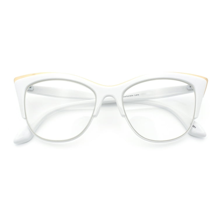 SA106 Women's Cat Eye Plastic Eyeglass Frames, White