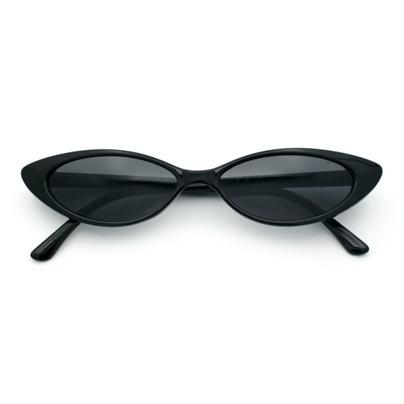 SA106 Women's Narrow Thin Cat Eye Retro Cat Eye Sunglasses, Black, 1
