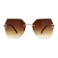 thumbnail image 1 of SA106 Womens Angular Beveled Rimless Butterfly Sunglasses Gold Brown, 1 of 4