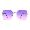 thumbnail image 1 of SA106 Womens Angular Beveled Rimless Butterfly Sunglasses Gold Purple Pink, 1 of 4