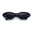 thumbnail image 1 of SA106 Womens Bold Cat Eye Sunglasses with Gold Tone Spike Stud Chain Hinge Detail All Black, 1 of 6