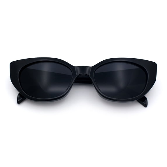 SA106 Womens Chunky Cat Eye Sunglasses Wide-Fit Retro Beveled Frame UV400 / All Black