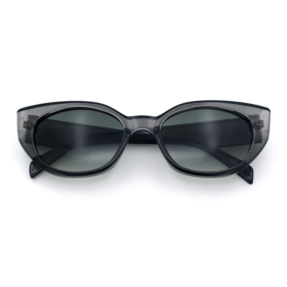 SA106 Womens Chunky Cat Eye Sunglasses Wide-Fit Retro Beveled Frame UV400 / Slate Frame - Green Lens