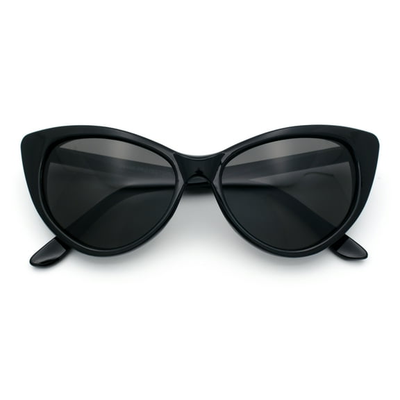 SA106 Womens Classic Gothic Mod Cat Eye Sunglasses Black - Solid Black