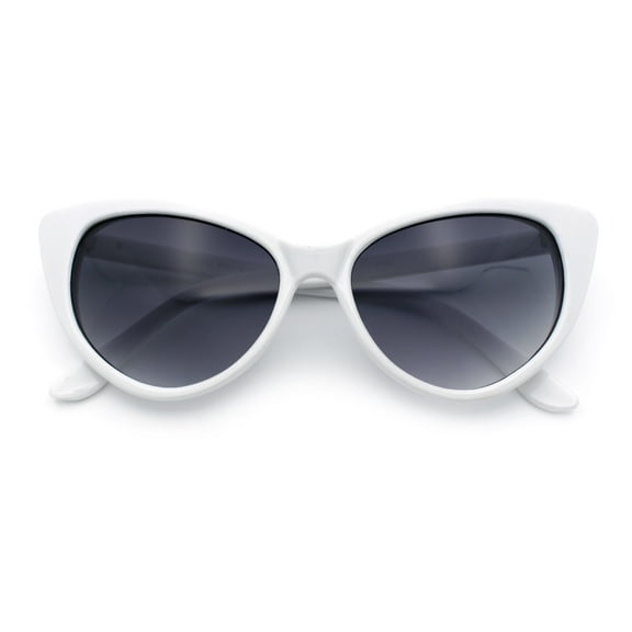 SA106 Womens Classic Gothic Mod Cat Eye Sunglasses White - Smoke